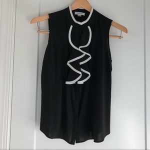 Calvin Klein ruffled sleeveless black blouse